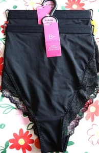 LADIES M&S HIGH WAISTED BRAZILIAN KNICKERS 2 PAIR SIZE XL 20-22 BLACK - NEW - Picture 1 of 2
