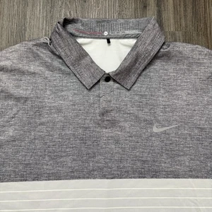 NIKE Tiger Woods Polo Shirt Mens XL Grey Dri Fit Golf Performance TW Collection - Picture 1 of 8