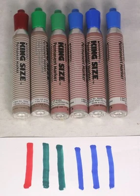 6 Vintage Sanford King Size Green, Red, Blue Color Metal Permanent Markers - Image 1 of 2