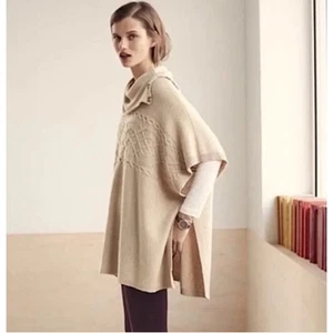 NYDJ Cable Cowl Cream Poncho Roomy Boxy Fit Sweater - Size Small - Picture 1 of 8