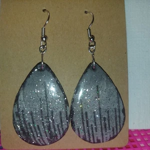 Women Earrings Set Handmade Beautiful Black And Gray Hues 3" - Picture 1 of 3