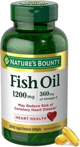 Nature's Bounty Fischöl 1200 mg Omega-3 Weichkapseln - 200 Stück (Herzgesundheit) - Bild 1 von 4