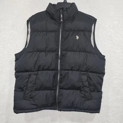 US Polo Assn Men’s Full Zip Puffer Vest Black Size Large Lined With Pockets - Image 1 of 4