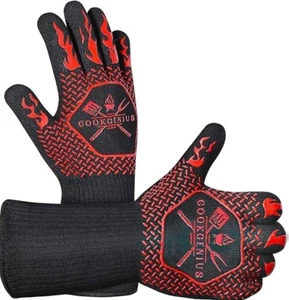 BBQ Gloves, 1472℉ Extreme Heat Resistant Gloves Washable Long Silicone - Picture 1 of 7