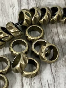 20 Scored Pattern Style Antique Bronze European Large Hole Beads 8mx3.5x6 - Picture 1 of 12