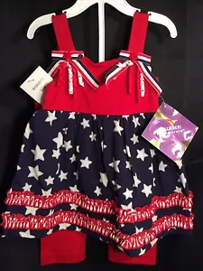NWT Toddler Girls Blueberi Blvd 2pc 4th July Outfit 24m Patriotic Stars NEW $30 - Picture 1 of 6