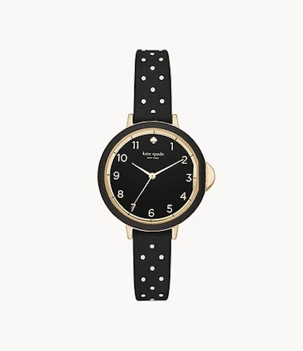 Kate Spade KSW1355 Park Row Silicone Strap Polka Dot Watch 34mm