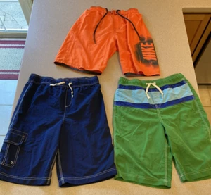 Boys Large Lands End(2) & Nike(1) Swim Trunks Lot Of 3. All With Liners. - Picture 1 of 8