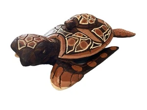 SEA TURTLE HAND CARVED WOOD NAUTICAL DECOR TIKI - Picture 1 of 3