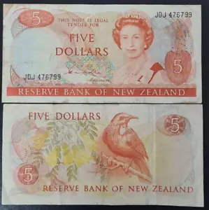 1981 New Zealand 5 Dollars BANKNOTE Circulated - Picture 1 of 1
