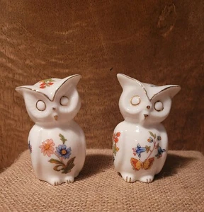 Vintage Ardalt Bone China Owl Salt & Pepper Shakers Mid Century Modern Taiwan - Picture 1 of 8