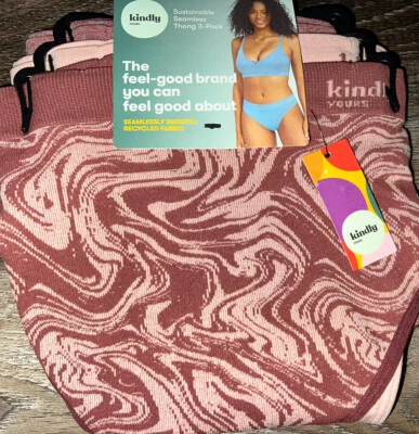 Kindly Yours ~ 3-Pair Womens Thong Seamless Underwear Nylon Blend ~ 3XL (22) - Image 1 of 3