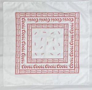 Vintage Coors Bier Bandana 1983 Adolph Golden Colorado weiß rot Logo 21" - Bild 1 von 14