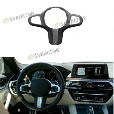 Real Carbon Fiber Trim Steering Wheel Cover for BMW 5 Series G30 X5 G05 2021-23 - Image 1 of 4