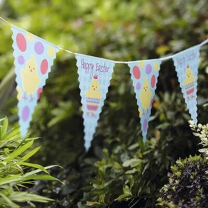 Frohe Ostern Wimpel Küken Frühling Banner Girlande Party Eiersuche Deko 3,5m - Bild 1 von 4