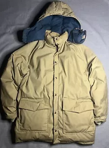 Vintage Woolrich piumino d’oca parka giacca con cappuccio uomo taglia large beige navy - Foto 1 di 7
