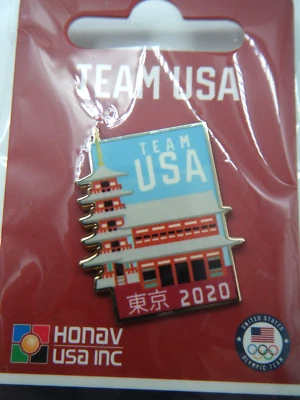 Tokyo 2020 Olympics TEAM USA Pagoda Temple Pin - Image 1 of 2