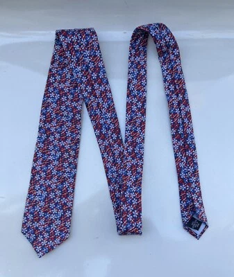 Tommy Hilfiger Men's Blue Floral Cotton Classic Skinny Neck Tie 60x2.75 - Image 1 of 4