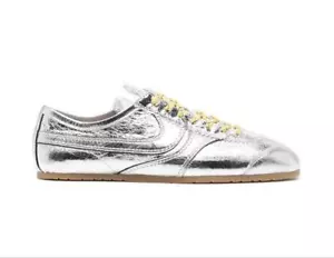 Dries Van Noten Men 10.0US Silver Leather Sneakers Elegant Designer Shoes Luxury - Picture 1 of 7