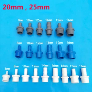 20mm 25mm PVC Pipe Connector Fittings Adapter to Hose OD 5 8 10 12 14 16 18 20mm - Picture 1 of 36