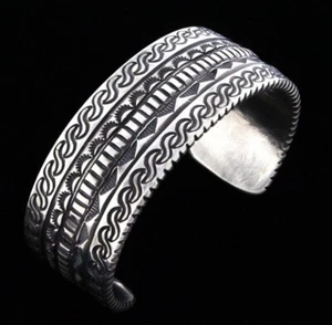 Solid Sterling Silver Bracelet By Navajo Artist Roland Dixson - Picture 1 of 5