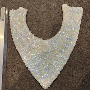 Vintage Sequin White Bib Collar - Picture 1 of 10