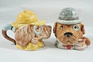 Vintage Sherlock Holmes Creamer and Watson Sugar Container Fitz & Floyd OCI 1994 - Picture 1 of 11