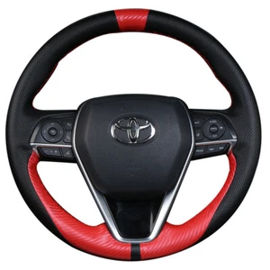 DIY Top Leather Car Steering Wheel Cover for Toyota Corolla Camry Highlander - Picture 1 of 4