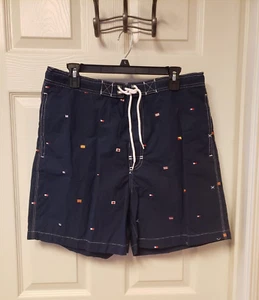 Tommy Hilfiger Mens Swim Trunks Sz LARGE Navy Flag Design~EUC Sz LG - SHIP FAST - Picture 1 of 6