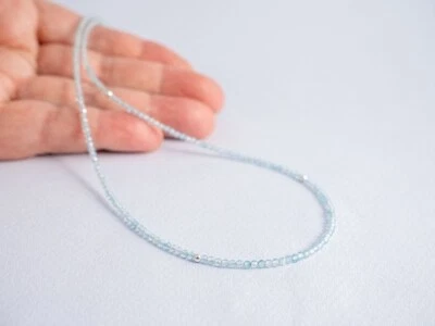 Blue Topaz Faceted Round Beaded December Birthstone Women Choker Necklaces 18'' - Image 1 of 4