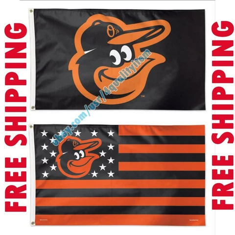 Deluxe Baltimore Orioles Logo USA Stars Stripes Flag Banner 3x5 ft MLB Fan 2020 Cover