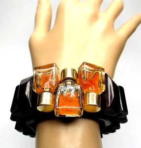 LILIANE MULLER One of a Kind Black Leather Triple Perfume Bottle Bracelet - Picture 1 of 9