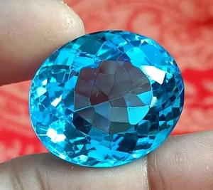 Brazilian Certified Natural 97.20 Ct Blue Topaz Oval Cut Loose Gemstone - Picture 1 of 6