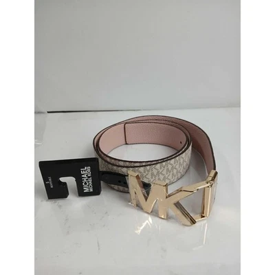Nuevo con etiquetas Cinturón reversible Michael Kors para mujer, beige con estampado de logotipo MK-TALLA S  Foto 1 de 3