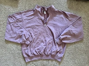 Size L - Los Angeles Apparel Fleece Quarter Zip Sweatshirt Mauve Made in USA New - Picture 1 of 5