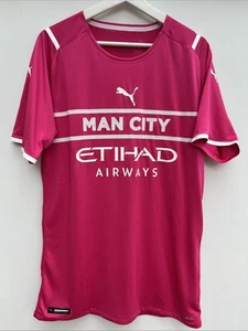 Manchester City 2021/22 Football Goalkeeper Shirt Puma Pink Short Sleeve Mens XL - Picture 1 of 10