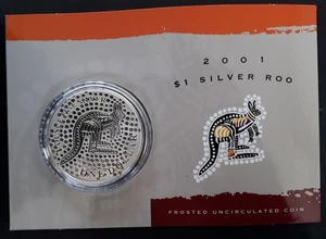 2001 Australia Kangaroo 1 oz Silver (.999) $1 frosted UNC coin - Picture 1 of 3