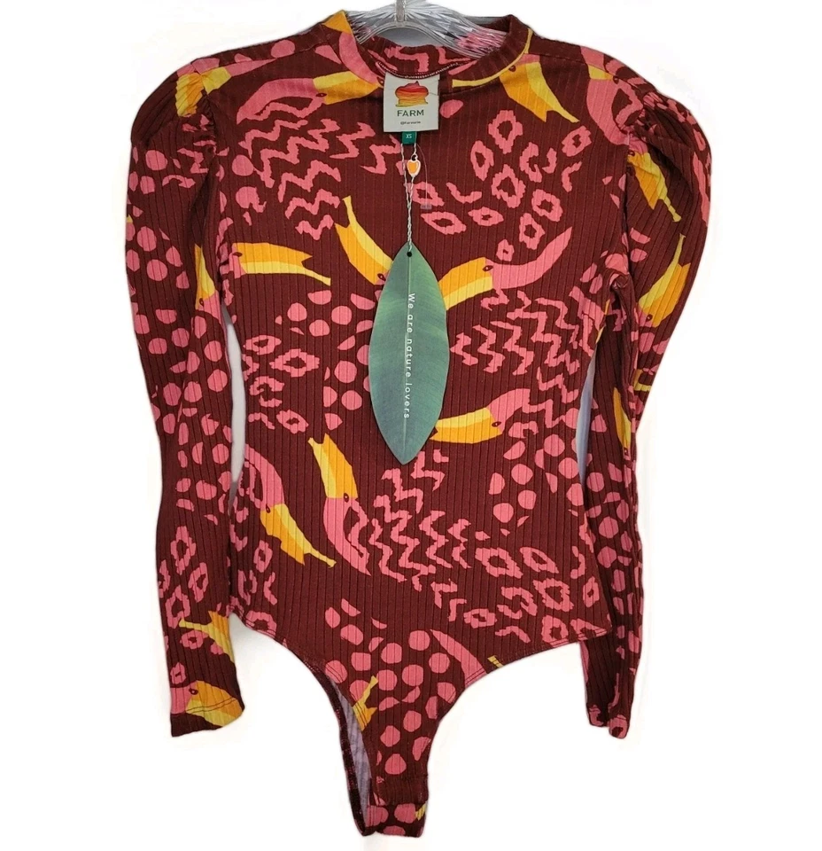 Farm Rio NUEVO Body Toucanissimo Manga Larga Algodón Elástico Talla XS Borgoña Foto 1 de 4