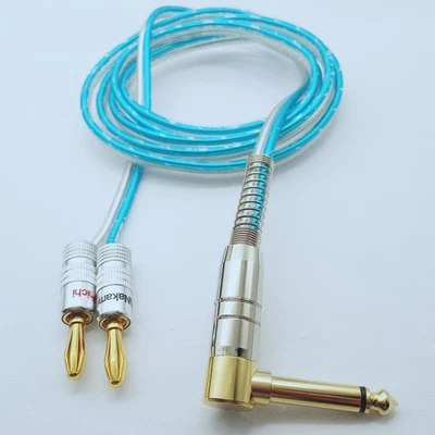 6.35mm 1/4" TRS RA Male to 4mm Bananas Plug Audio Speaker amplifier cable 1~16FT - Image 1 of 2