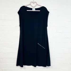 Masai Shift Dress Black Short Sleeve Oversized Lagenlook Minimal Size L - Picture 1 of 11