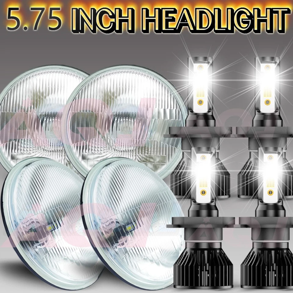 4Pcs 5.75" 5 3/4" LED Headlights Hi-Lo Sealed Beam For Mercedes-Benz380SLC 81-85 Foto 1 de 4