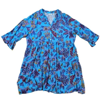 Susan Graver Passport Printed Tiered Dress Women's 2X QVC - Image 1 of 4