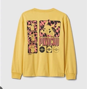 Pokemon Pikachu Long Sleeve Tshirt Youth Large Yellow Gap Cotton NWT - Picture 1 of 4
