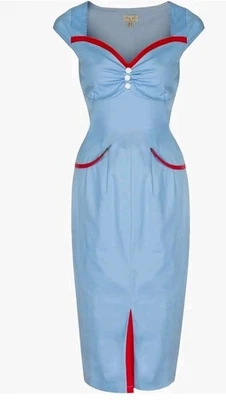 Lindy Bop Heidi Chic Vintage 1950's style Cotton Pencil Wiggle Dress Small Sz 6 - Image 1 of 4