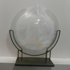 Rare Tony Evans Mid Century Modern Opalescent Art Glass Vase On Iron Stand - Picture 1 of 8