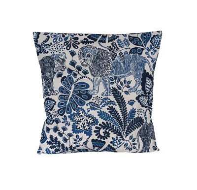 Scion Rumble In The Jungle Blue Safari Cushion Cover 16" - Handmade Lion — 第 1/3 张图片