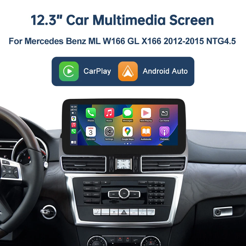 Für Benz ML W166 GL X166 Wireless Carplay Android Auto Touchscreen Autoradio NEU - Bild 1 von 4