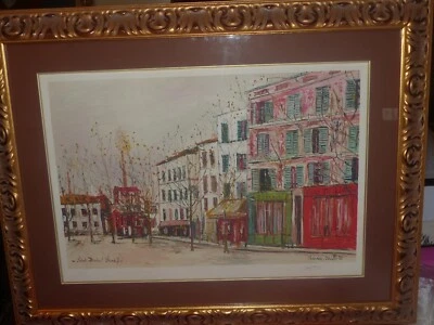 BELLE LITHOGRAPHIE MAURICE UTRILLO SIGNEE "SAINT-DENIS" MOURLOT ENCADREE 96X74CM - Photo 1/4