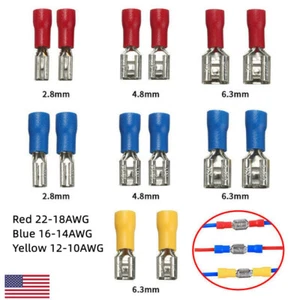 Vinyl isoliert 2,8 4,8 6,3 mm Buchse Stecker Spaten Klemmen Draht Crimp Verbinder - Bild 1 von 13