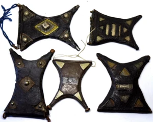 5 Antique Tuareg Leather Pendants - Picture 1 of 7
